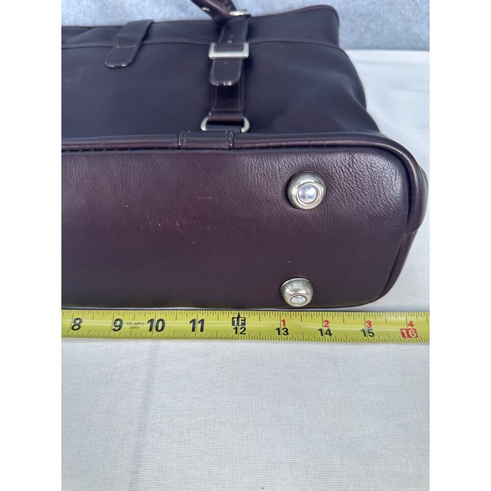 Claire Chase Executive 13"-15" Laptop Bag Dark Brown Leather Pockets Business - Picture 13 of 15